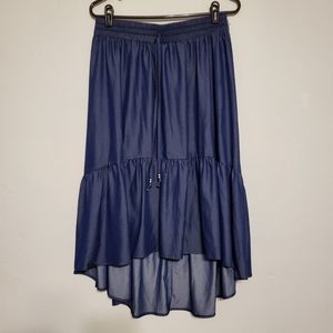 Blue Boho Midi Skirt